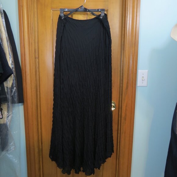 Joseph Ribkoff Black Bias Cut Maxi Chiffon Lined Knit Skirt Size 14 - Picture 6 of 10